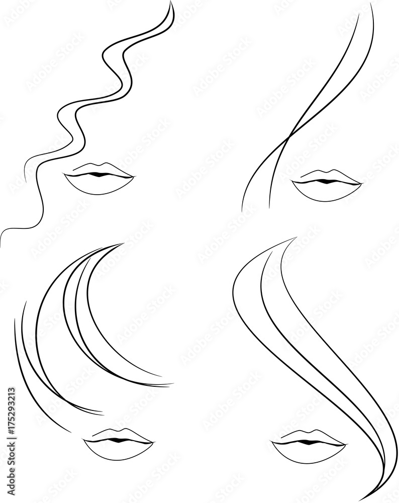 Simple minimalist woman beauty hair icons set Simple minimalist woman beauty hair icons set