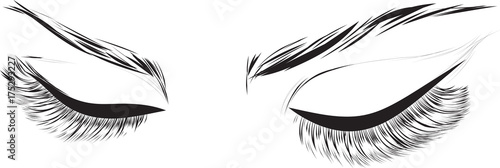 Beautiful woman closed eyes with long eyelashes Vector illustration