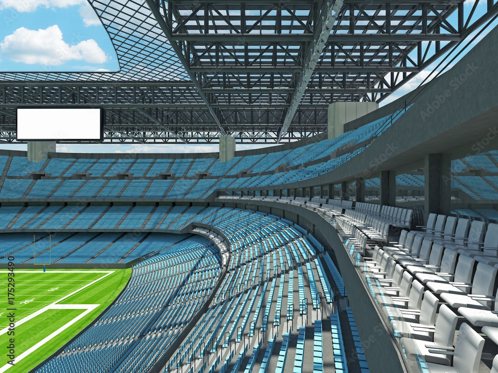 Fototapeta premium Modern American football Stadium with sky blue seats