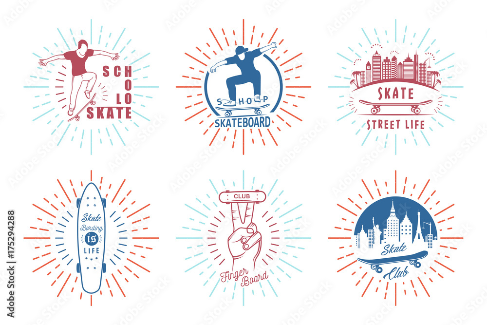 Vector Retro Emblems of Skateboarding Vector Retro Emblems of Skateboarding