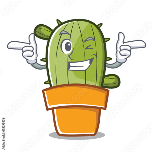 Wink cute cactus character cartoon