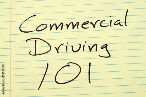 The words "Commercial Driving 101" on a yellow legal pad