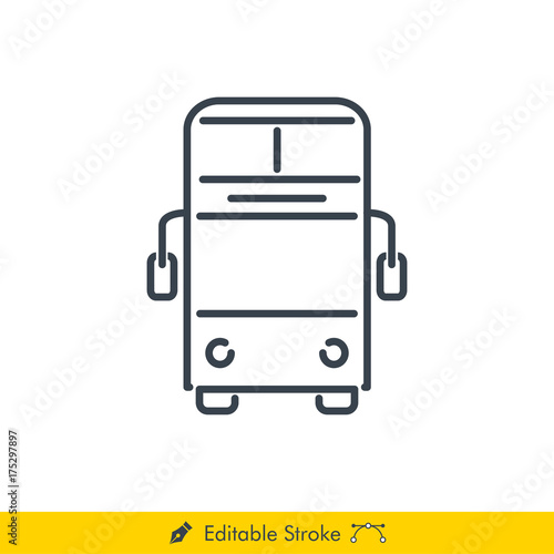 Bus (Double Decker) Icon / Vector - In Line / Stroke Design with Editable Stroke