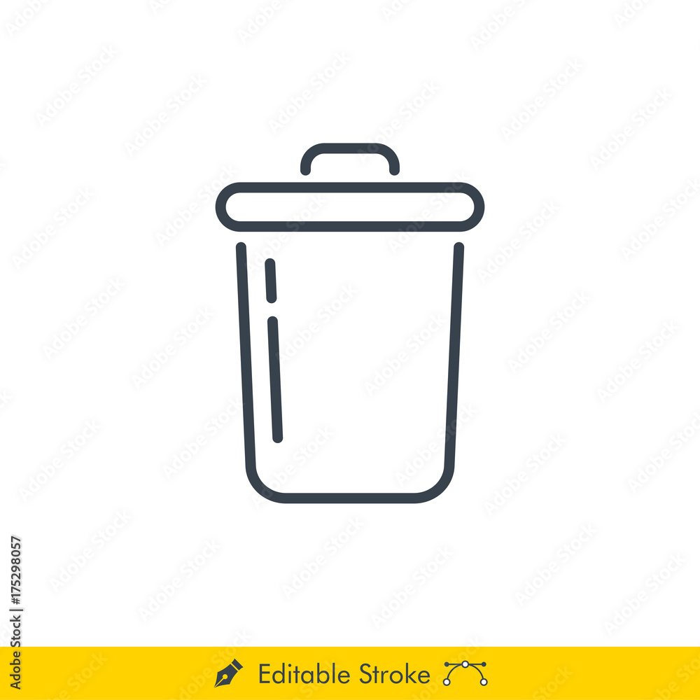 Trash Bin (Recycle Bin) Icon / Vector - In Line / Stroke Design with Editable Stroke Trash Bin (Recycle Bin) Icon / Vector - In Line / Stroke Design with Editable Stroke