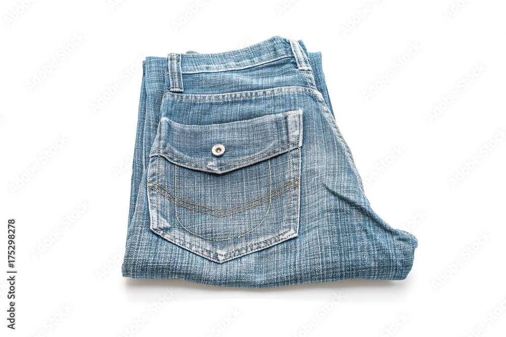 jeans folded on white background jeans folded on white background