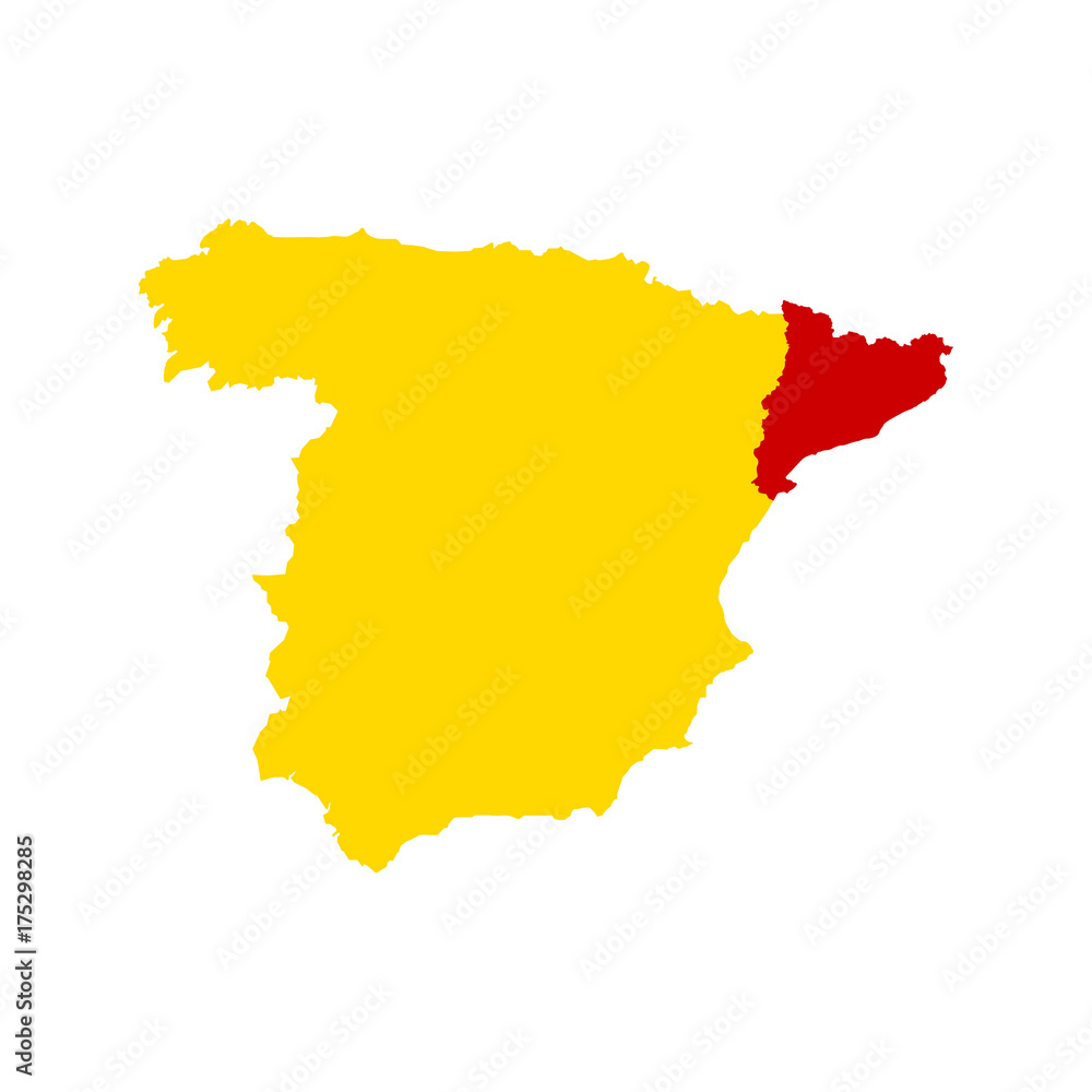 Separation of Catalonia and Spain. Abstract map Spain and Catalonia on white background. Flat vector illustration EPS 10 Separation of Catalonia and Spain. Abstract map Spain and Catalonia on white background. Flat vector illustration EPS 10