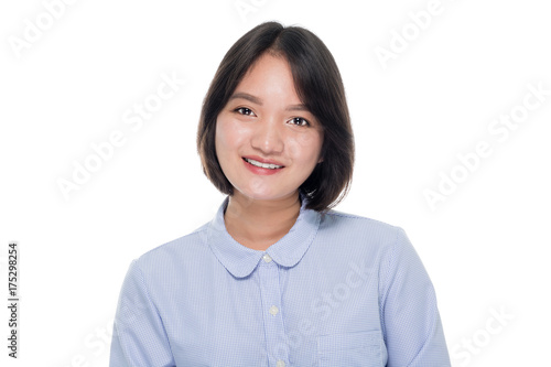 Beautiful  asian business woman portrait studio on white background © topphotoengineer