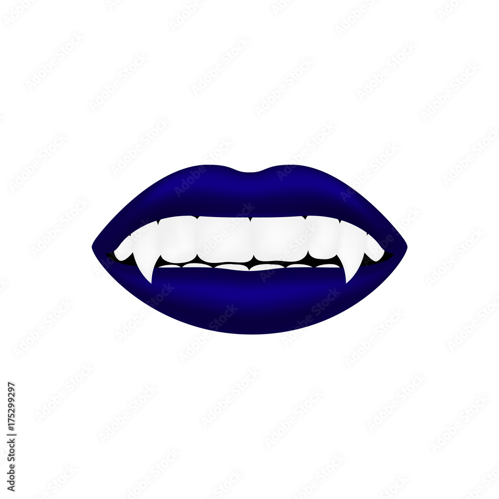 Vampire mouth in dark blue design Vampire mouth in dark blue design