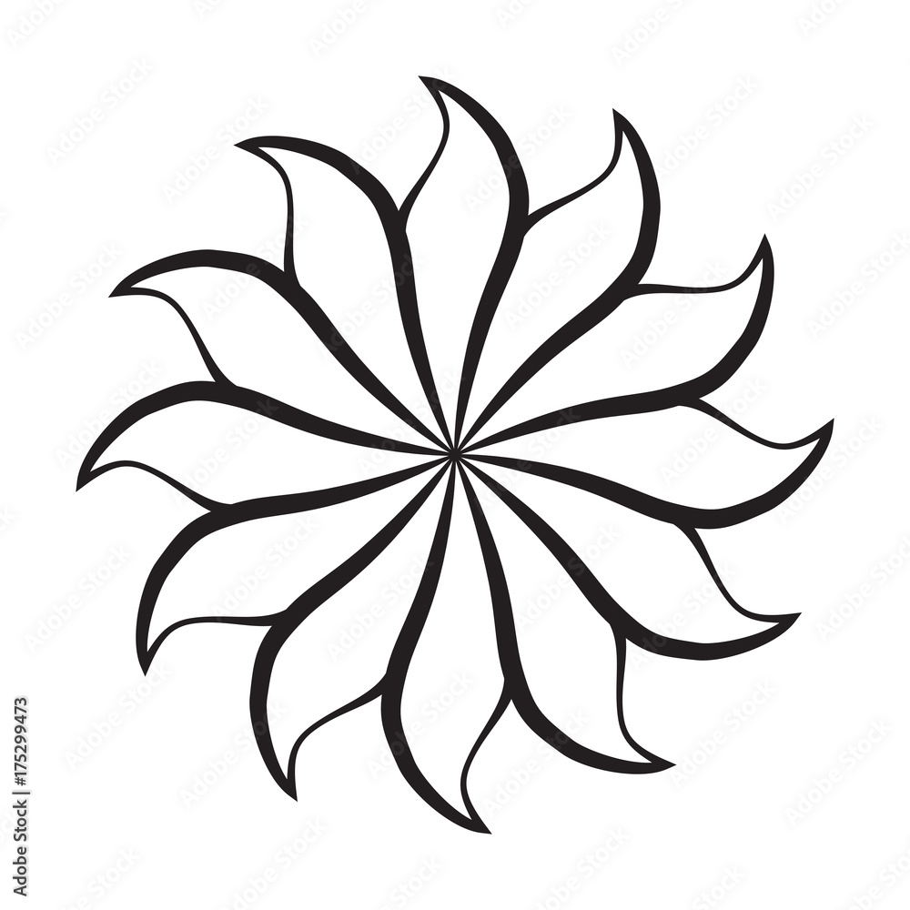 Fototapeta premium Floral Graphic Line Art Design in black color and isolated white background