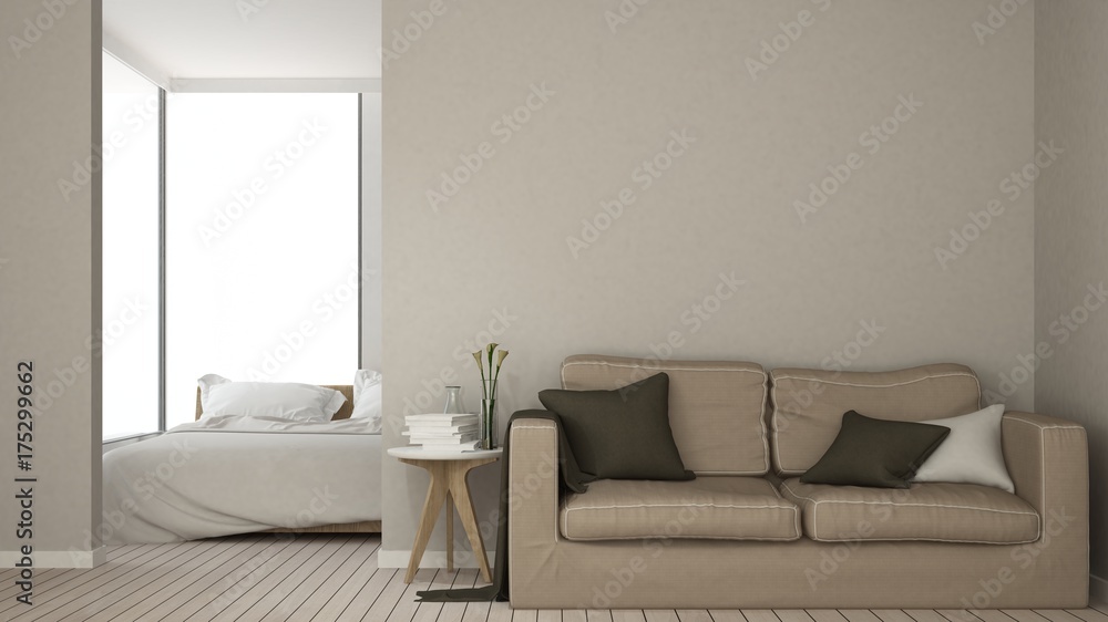 The interior empty space relax space furniture and background decoration minimal - 3d rendering - obrazy, fototapety, plakaty 