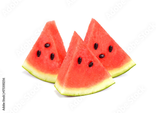 Slices of watermelon isolated on white background.