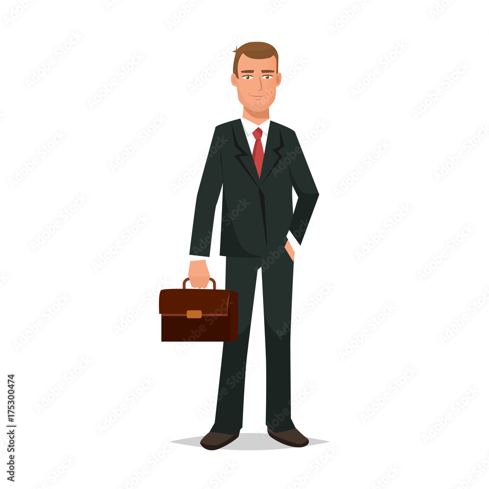 Office worker, in strict business suit, with briefcase in hands. Office worker, in strict business suit, with briefcase in hands.