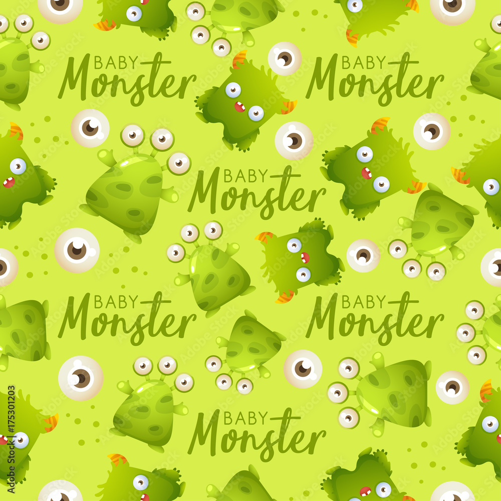Obraz premium Colorful Cute Monsters Seamless Pattern : Vector Illustration