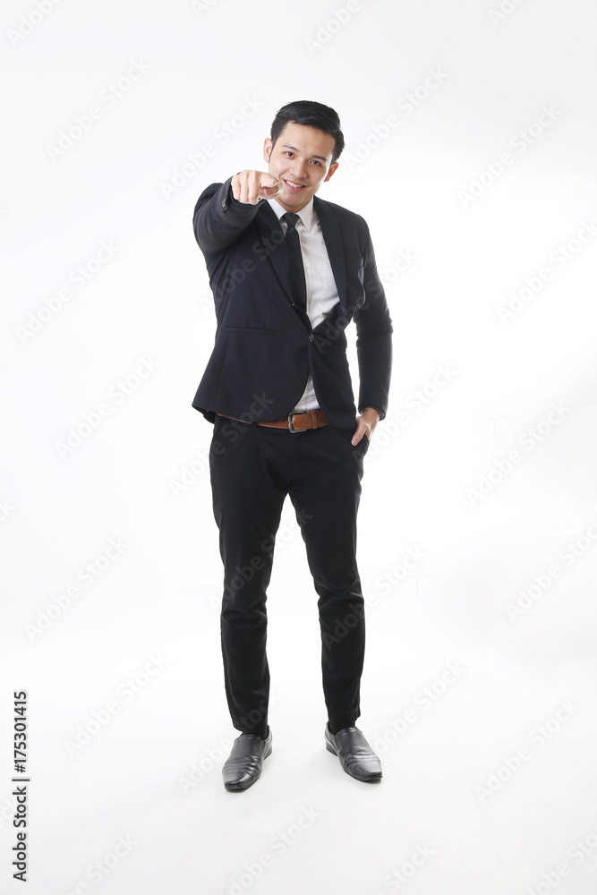 Portrait of Asian Man in Isolated Background With Gesture Sign Portrait of Asian Man in Isolated Background With Gesture Sign