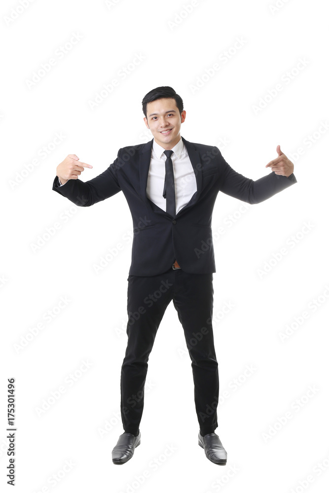 Portrait of Asian Man in Isolated Background With Gesture Sign