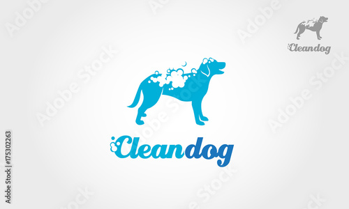 Clean Dog Vector Logo. It's a silhouette of the dog logo, with foam on the body, it's look like bathing. This image good for pet washing, pet care, and others that related with pet or dog services.