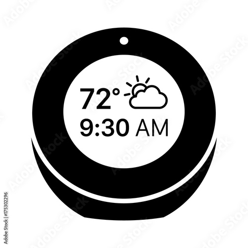 Smart alarm clock with time and weather flat vector icon for apps and websites