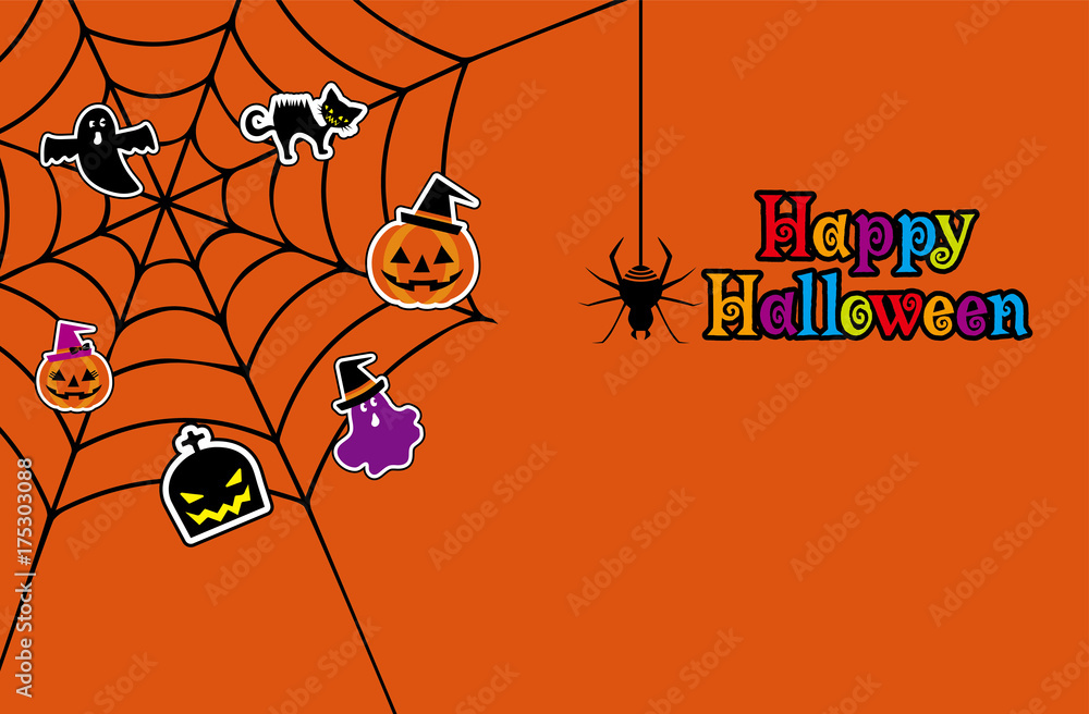 蜘蛛の巣とキャラクター ハロウィン用イラスト Illustration For Halloween Stock Vector Adobe Stock