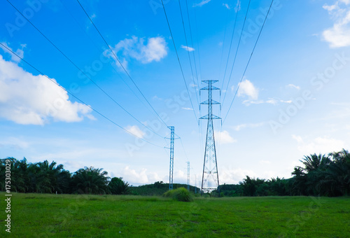 Electricity tower on the grassland