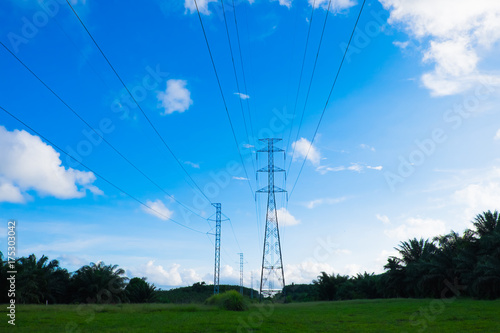 Electricity tower on the grassland
