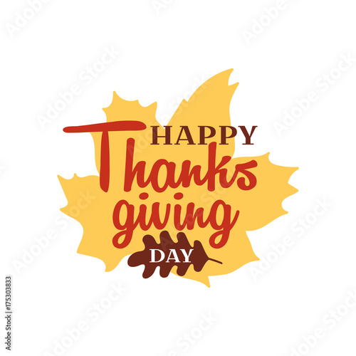 Happy Thanksgiving Day Event Typography Text Poster, Banner, Logo, Badge, Label, Sticker, Greeting Card