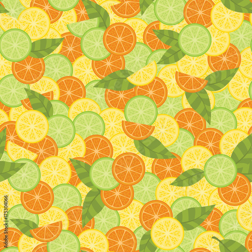Orange, Lemon and Lime Slices with Leaves