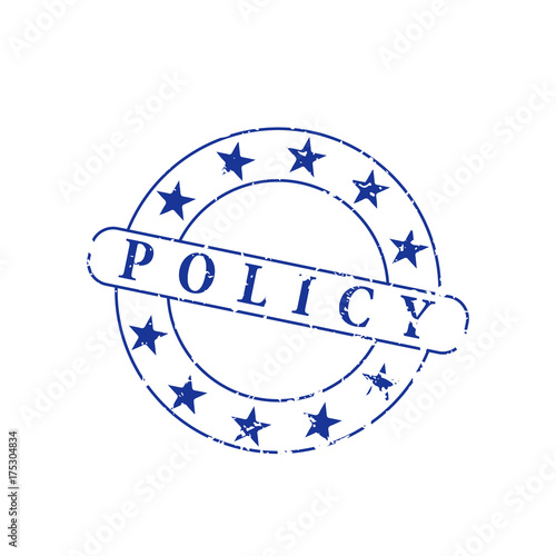 Initial Letter Policy Design for seal stamp or label with grunge style
