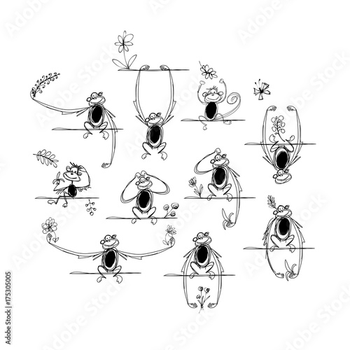 Funny monkeys, sketch for your design