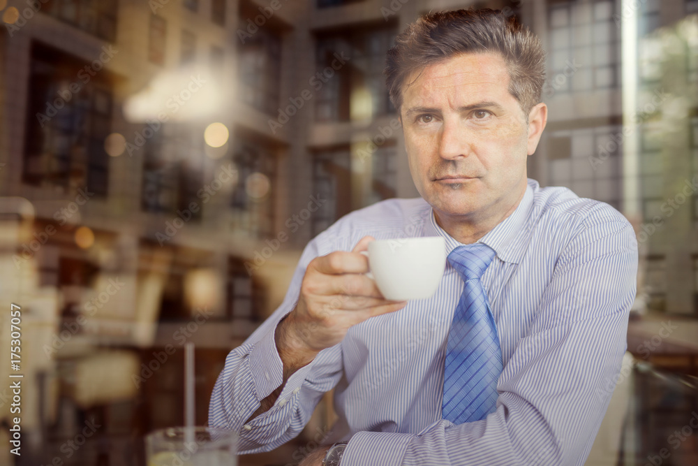 Happy mid age man drinking coffee Happy mid age man drinking coffee