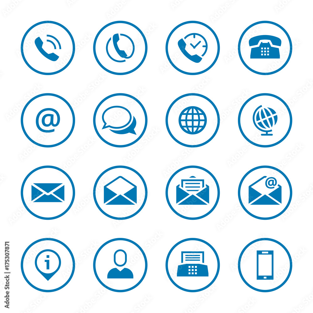 Contact icons buttons set Contact icons buttons set