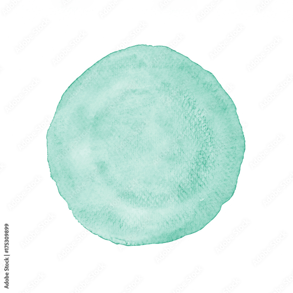Green circle watercolor painting textured on white paper isolated on white background Green circle watercolor painting textured on white paper isolated on white background