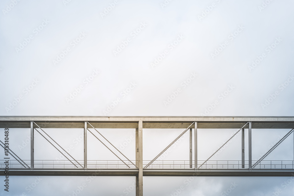 pedestrian bridge / elevated walkway isolated on sky background -  government district, Berlin