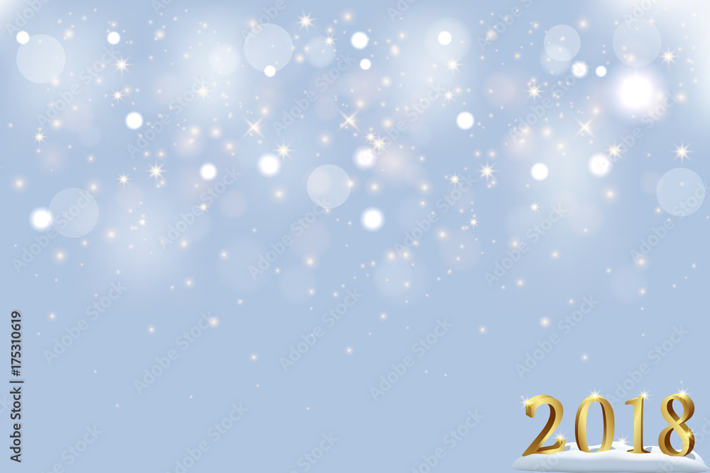 Happy New Year 2018 holiday template. Vector 2018 number on snowing sparkling background. Happy New Year 2018 holiday template. Vector 2018 number on snowing sparkling background.
