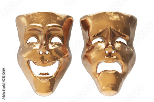 Theater masks isolated on white   3D Rendering