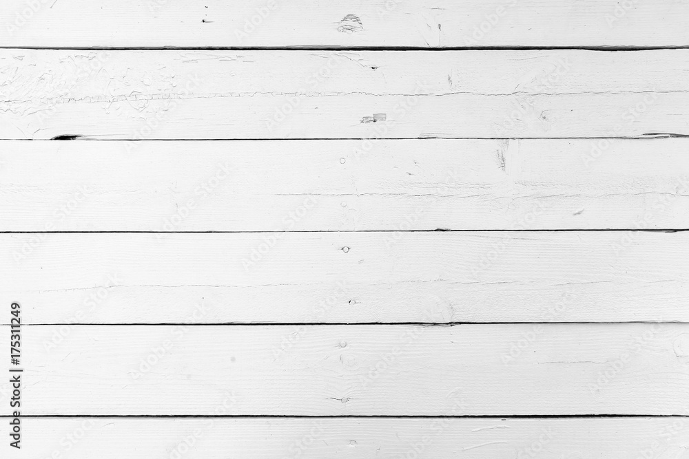 Obraz premium White wooden wall made of planks