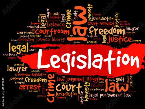 Legislation word cloud collage, business concept background