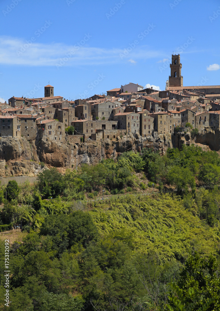 medieval village Pitigliano on tuff hill, Tuscany, Italy.