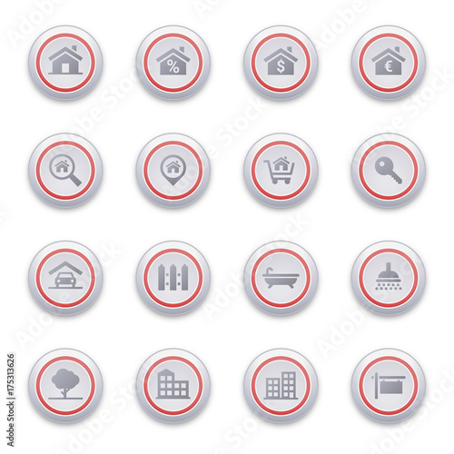 Real estate icons buttons set