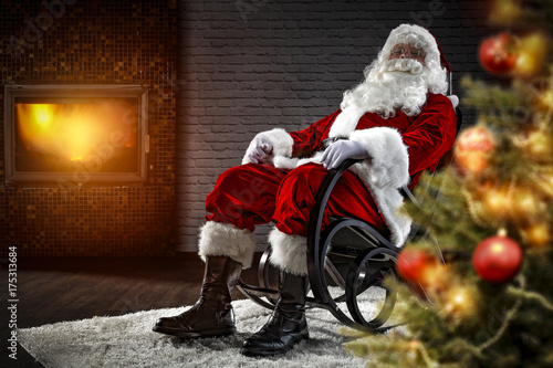 santa claus and fireplace 