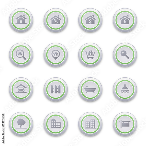 Real estate icons buttons set