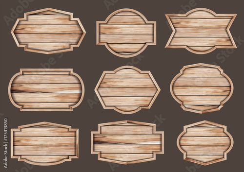 Vector wood sign realistic illustration of wooden signboard