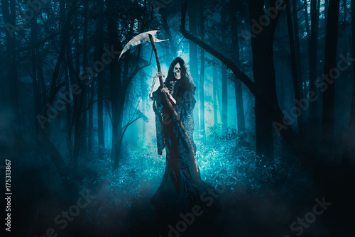 grim reaper lurking in the woods / high contrast image © fergregory