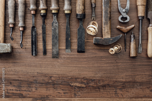 Obraz na plátně Collection of vintage woodworking tools