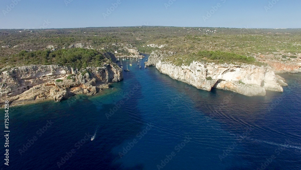 Sky view of a bay in Balearic islands
