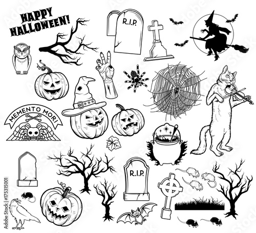 Coloring book Halloween characters. Vector illustration