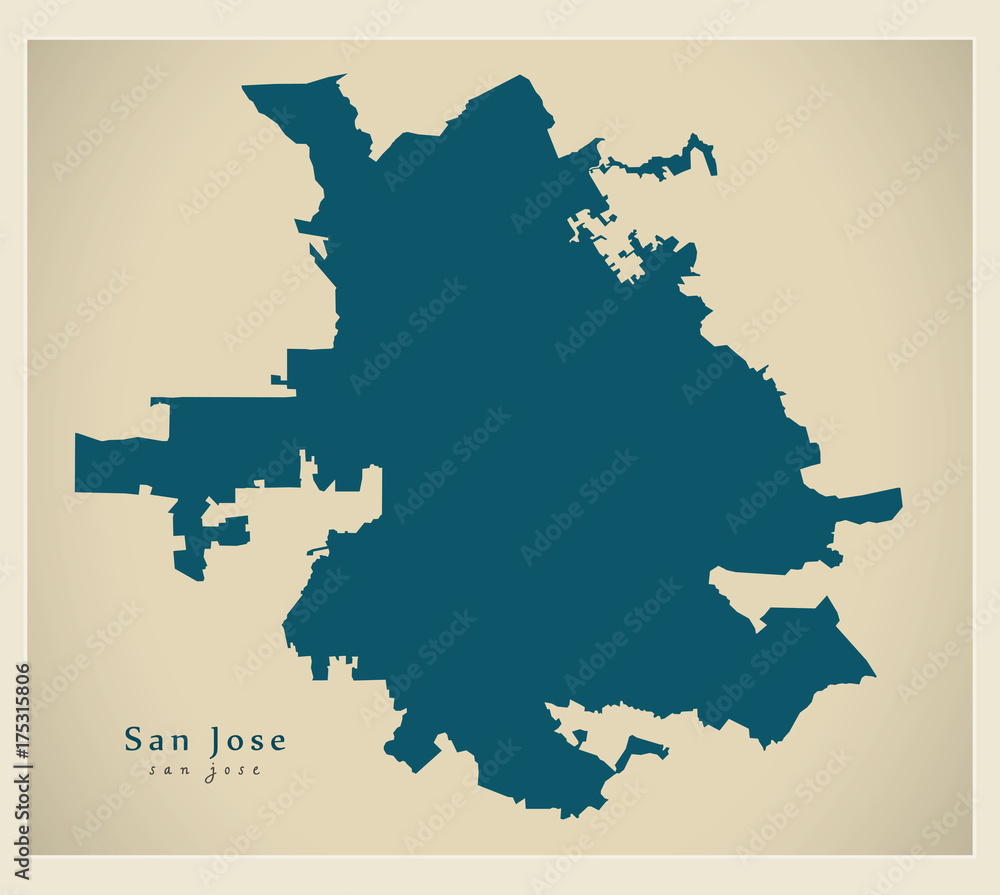 Obraz premium Modern Map - San Jose California USA city map