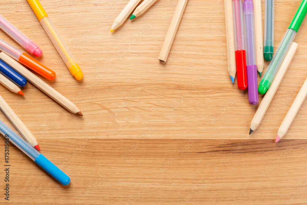 school and office supplies. school background.