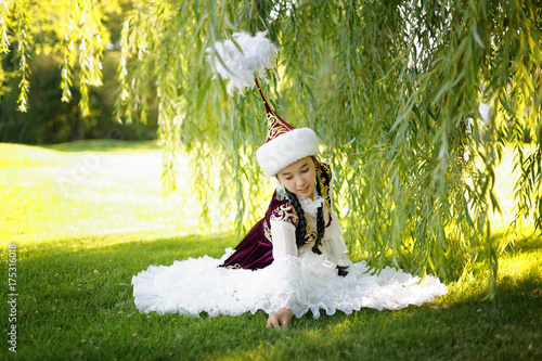 Beautiful kazakh woman in national costume photo