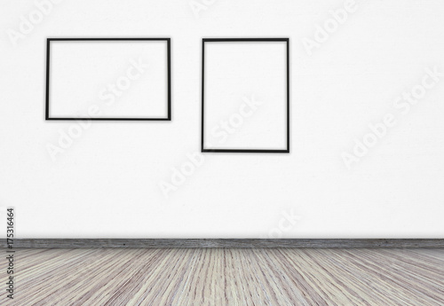 Black frame with a white screen on the wall for text or ideas © Savvapanf Photo ©