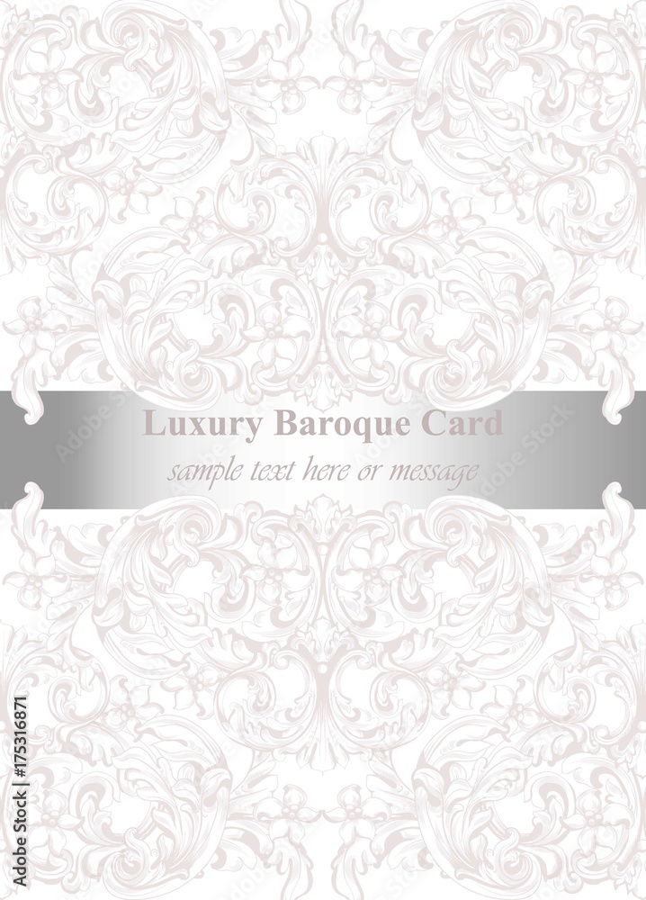 Luxury invitation card Vector. Royal victorian pattern ornament. Rich rococo backgrounds
